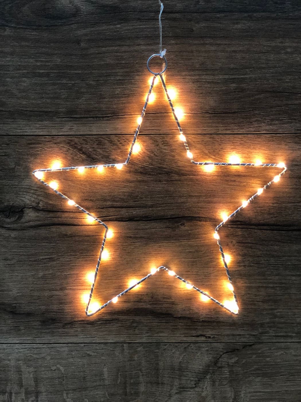 Leucht Stern in silber mit 40 LED Lichtern und Timer