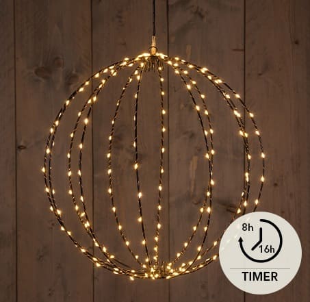 Super hübsche 3D Leuchtkugel in schwarz mit 192 LED's und Timer.