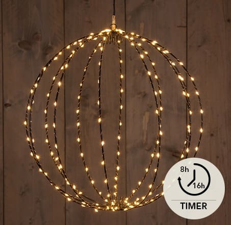 Super stylische 3D Leuchtkugel mit 216 LED's und Timer in schwarz.