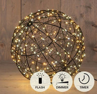 3D Kugel in schwarz 300 Lichter mit Flash Funktion