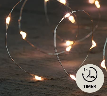 Micro Lichterdraht mit 100 Lichtern. ausgestattet mit einem Timer.