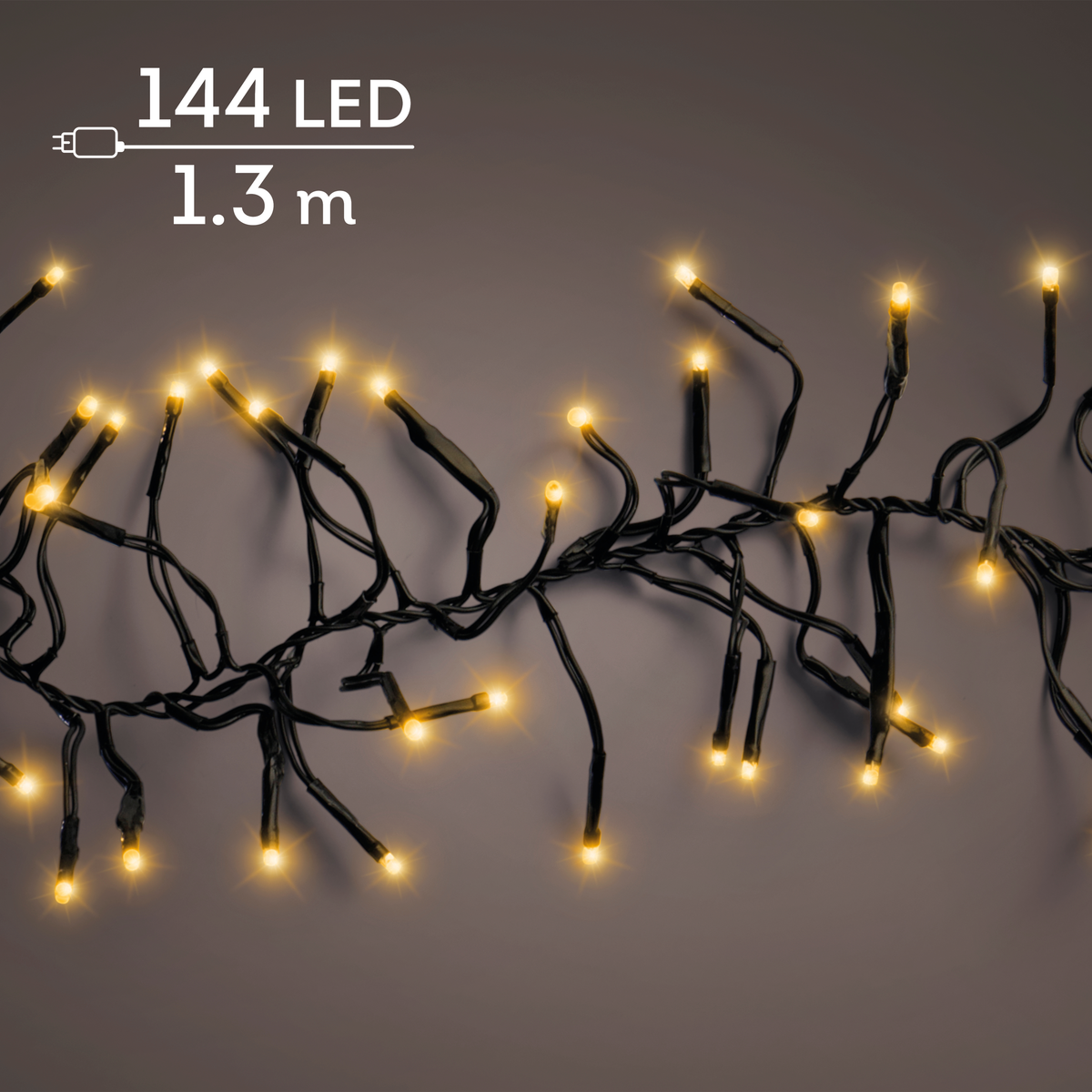 Cluster Lichterkette mit 144 LED Lichtern in schwarz