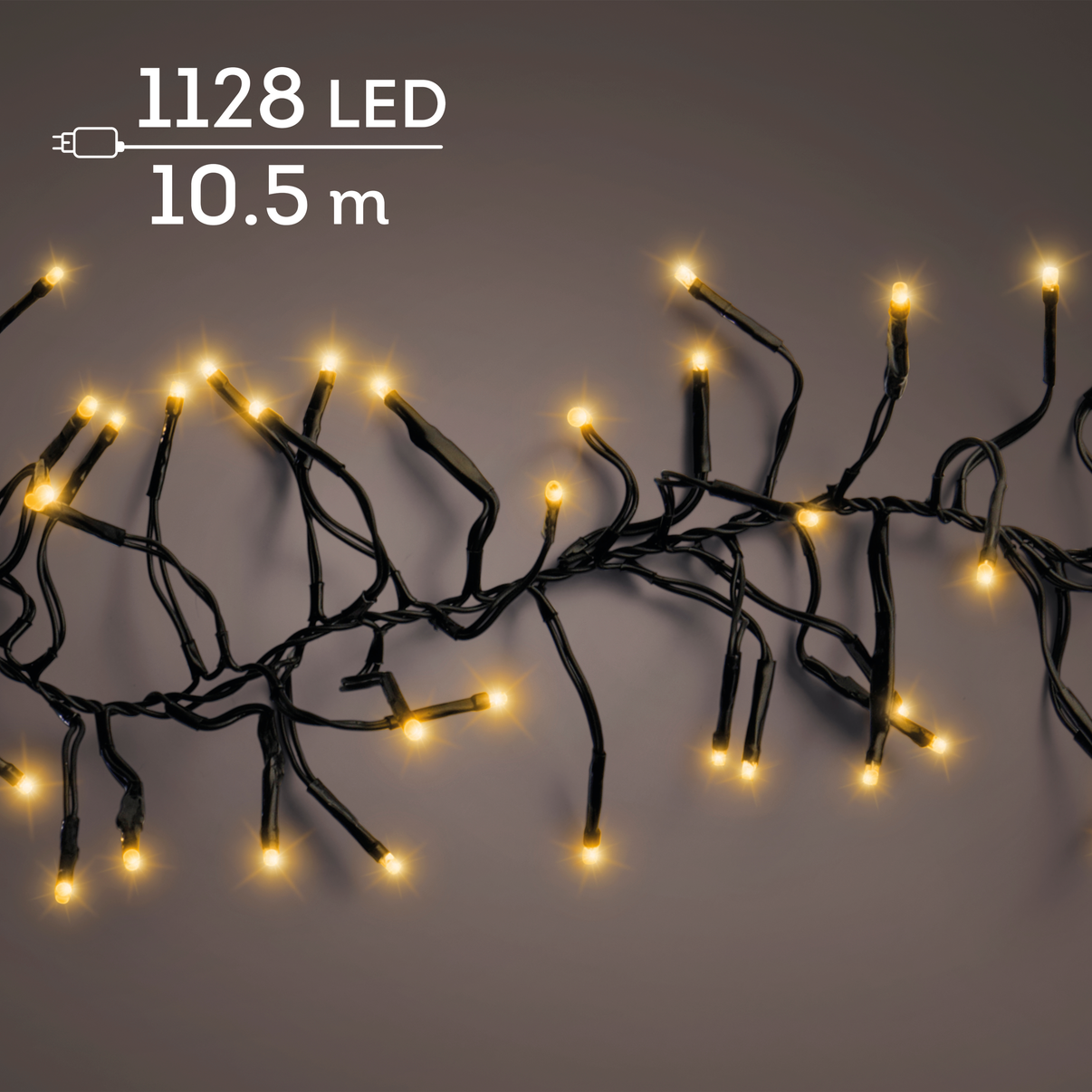 Cluster lights mit 1128 Lichtern in klassisch warm weiß 10,5m