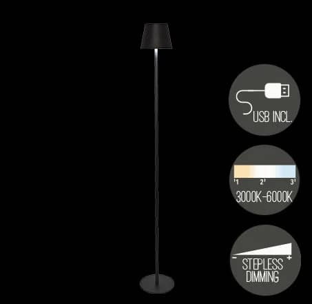 Mega tolle Standleuchte in schwarz mit USB Bedienung. Auch für die outdoor Nutzung einsetzbar.