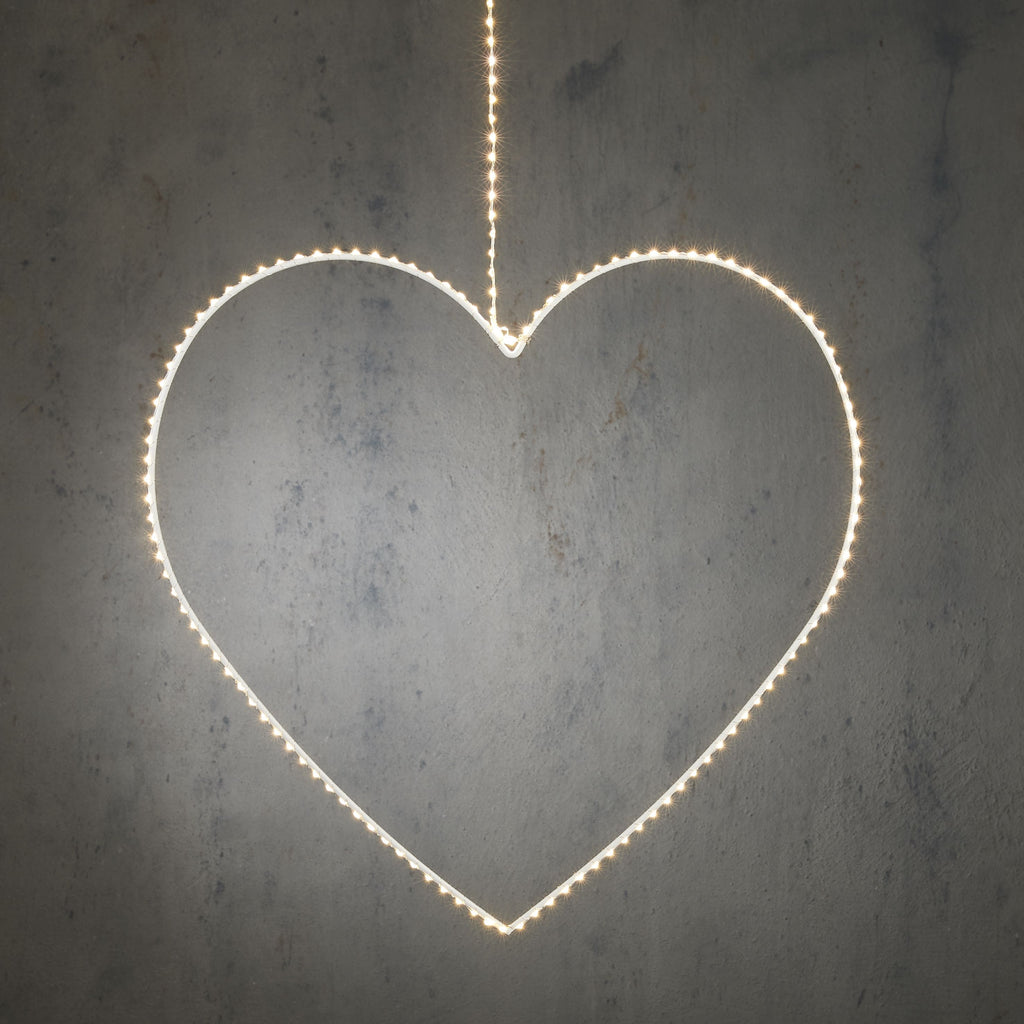Leucht Herz in silber mit 180 LED Lichtern