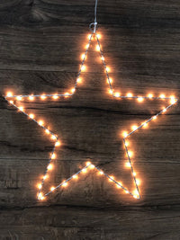 Hübscher silberner Leuchtstern, 60 LED Lichter, eingeschaltet.